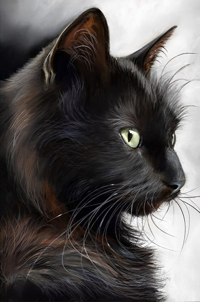 Chat Noir Elégant Broderie Diamant