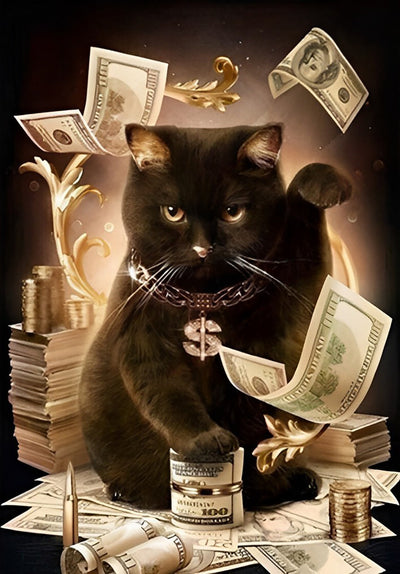 Chat Noir Magnat Broderie Diamant