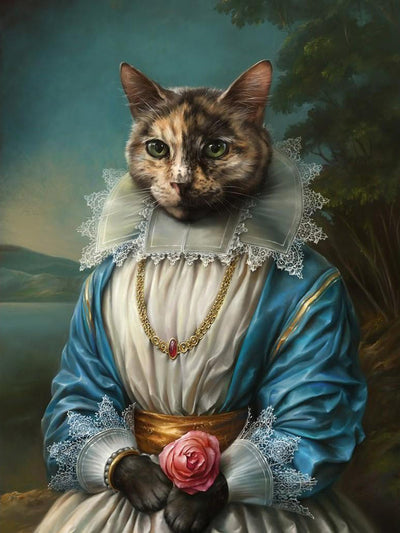 Chat Notable en Robe Broderie Diamant