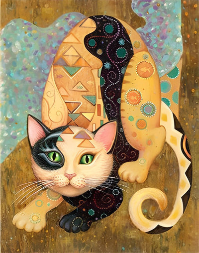 Chat Orange en Chasse Broderie Diamant