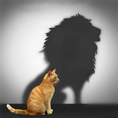 Chat Orange et l'Ombre d'un Lion Broderie Diamant