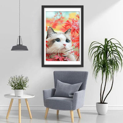 Chat Ragdoll et Feuilles d'Erable Broderie Diamant