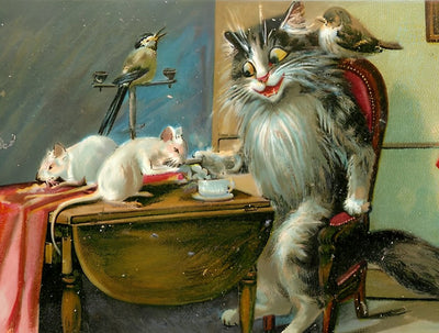 Chat, Souris et Oiseaux Vivant Ensemble Broderie Diamant