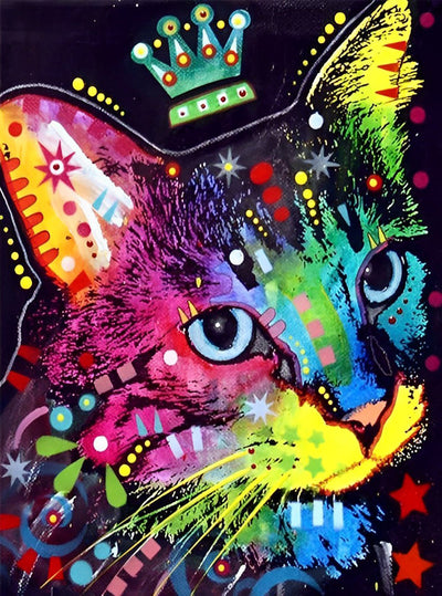 Chat avec une Couronne Broderie Diamant