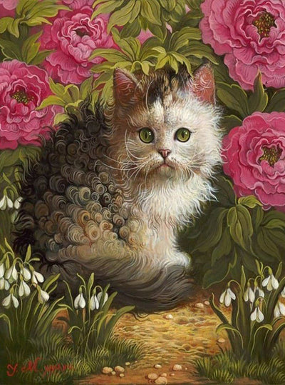 Chaton à Poil Bouclé Broderie Diamant