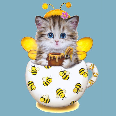 Chaton Abeille dans le Mug Broderie Diamant