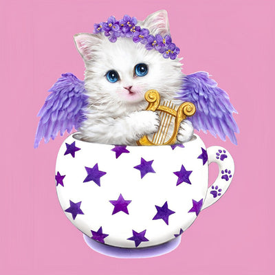 Chaton Ange dans le Mug Broderie Diamant