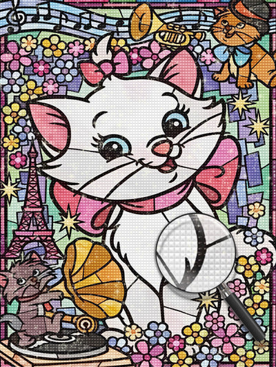 Chaton avec Nœuds Papillon Broderie Diamant