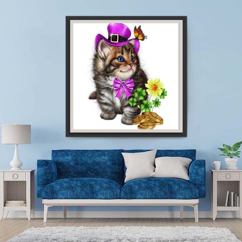 Chaton en Haut-de-forme Rose Broderie Diamant