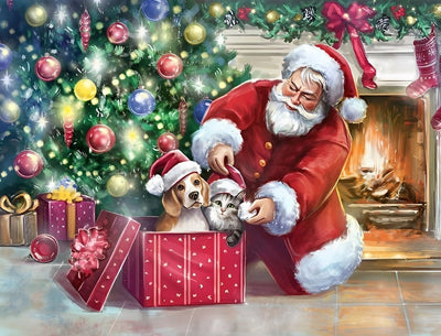 Chaton et Chiot comme Cadeau de Noël Broderie Diamant