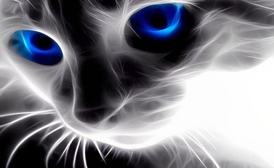 Chaton Gris aux Yeux Bleus Broderie Diamant
