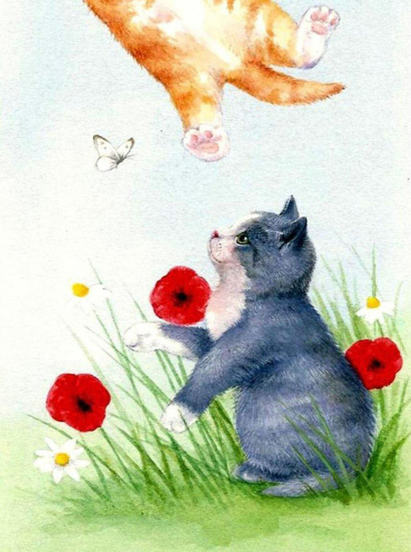 Chaton Gris et Chaton Orange Broderie Diamant