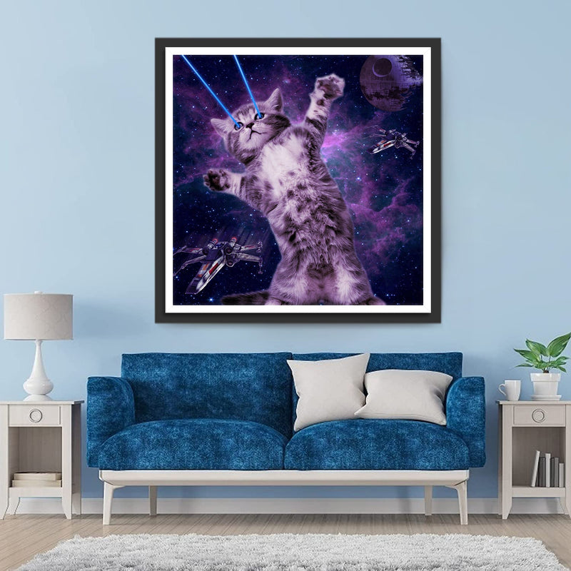 Chaton Guerrier des Rayons Interstellaires Broderie Diamant