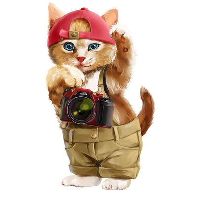 Chaton Hip-hop avec Caméra Broderie Diamant