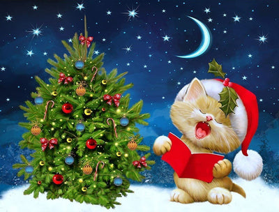 Chaton Noël Broderie Diamant