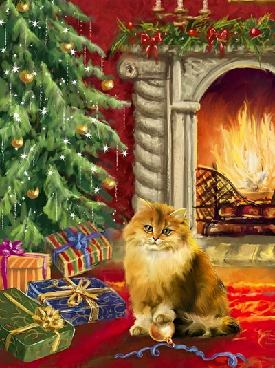 Chaton Orange à Poil Long et les Cadeaux Broderie Diamant