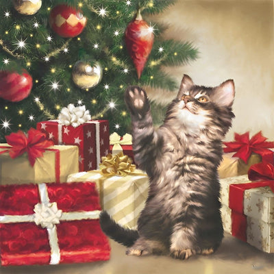 Chaton Togré à Noël Broderie Diamant