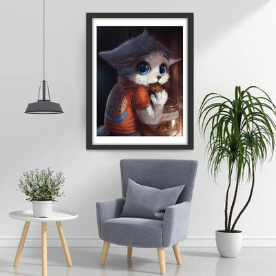 Chaton Voleur de Cookies Broderie Diamant