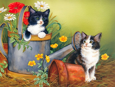 Chatons et Cruches d'Arrosage Broderie Diamant