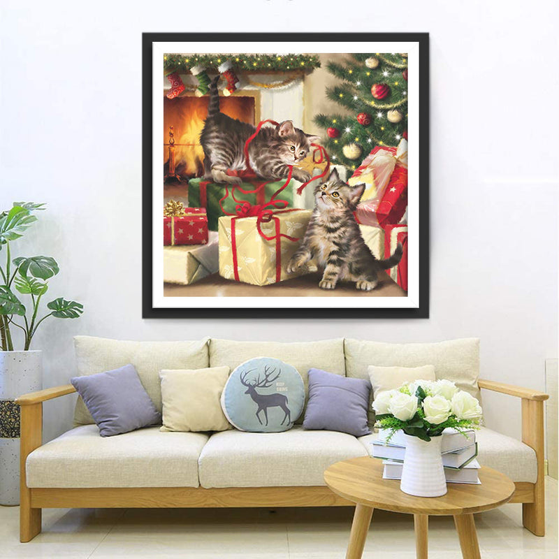 Chatons Jouant dans les Cadeaux Broderie Diamant