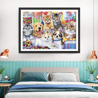 Chats, Chiens et Bonbons Broderie Diamant