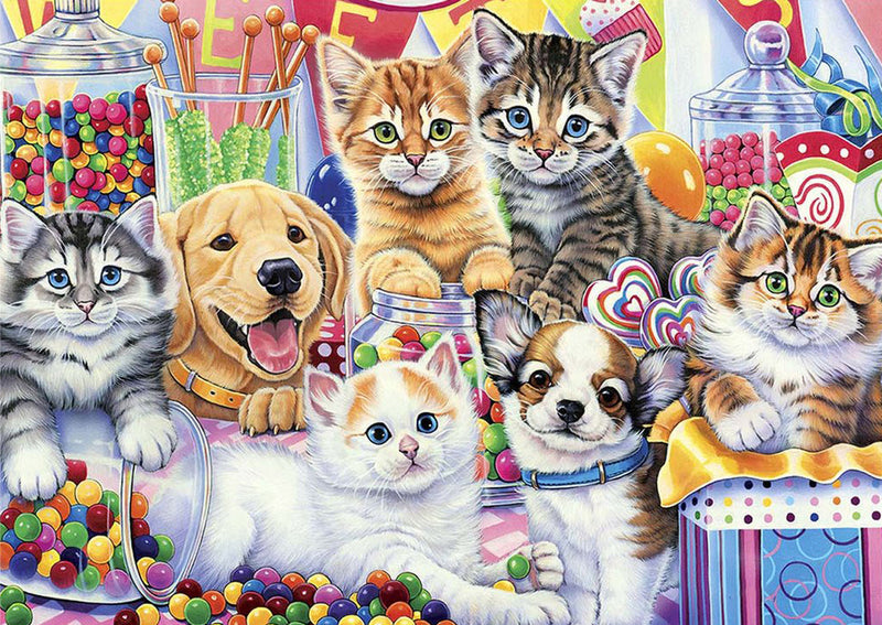 Chats, Chiens et Bonbons Broderie Diamant