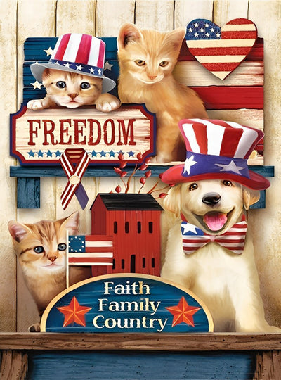 Chats et Chien Américains Broderie Diamant