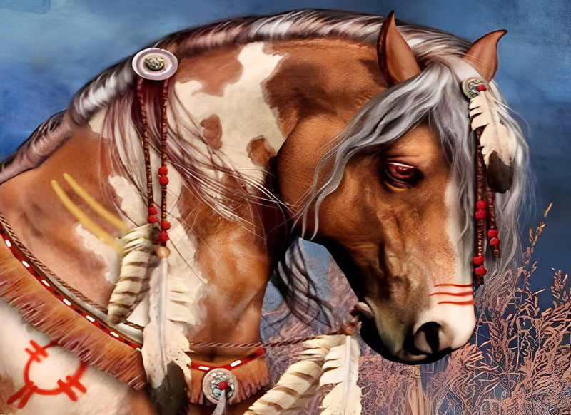Cheval à Tête Baissée Broderie Diamant