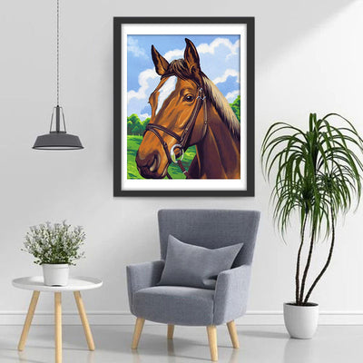 Cheval au Pâturage Broderie Diamant