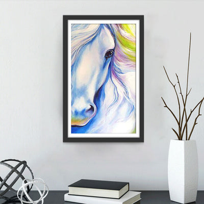 Cheval Blanc aux Yeux Beaux Broderie Diamant