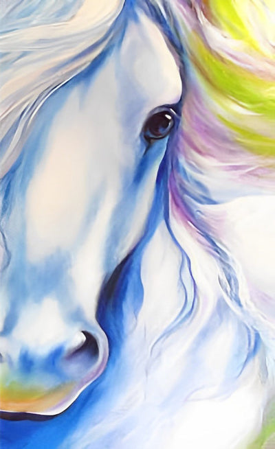 Cheval Blanc aux Yeux Beaux Broderie Diamant