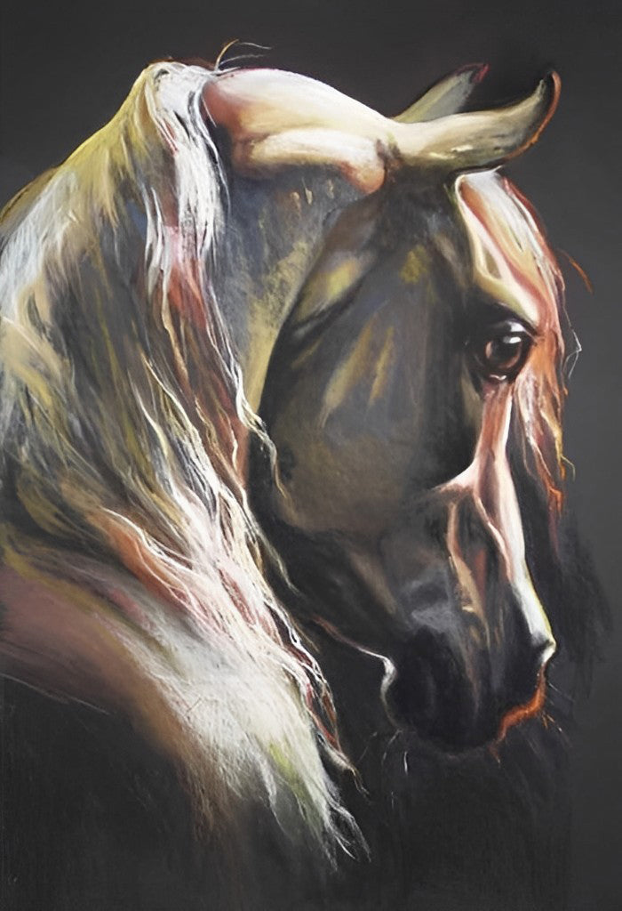 Cheval Blanc et la Lumière Rose Broderie Diamant