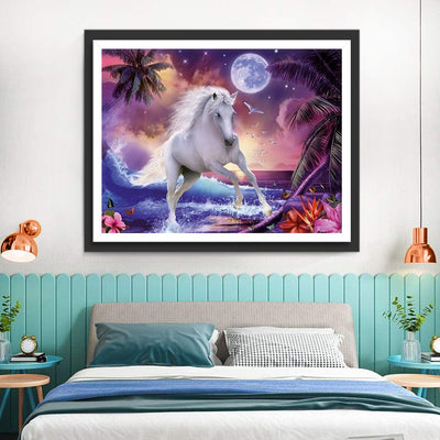 Cheval Blanc et la Mer Broderie Diamant