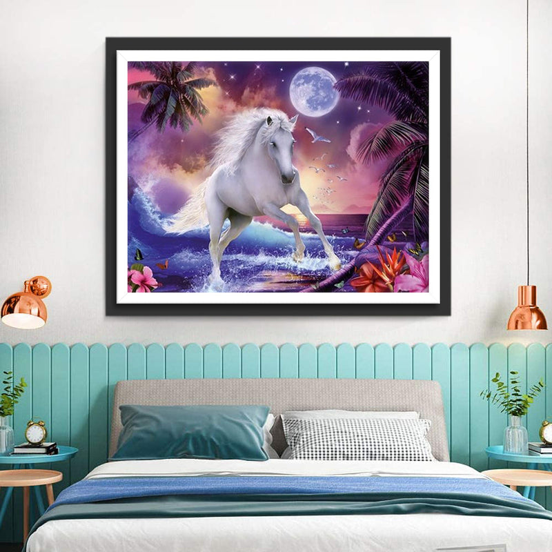Cheval Blanc et la Mer Broderie Diamant