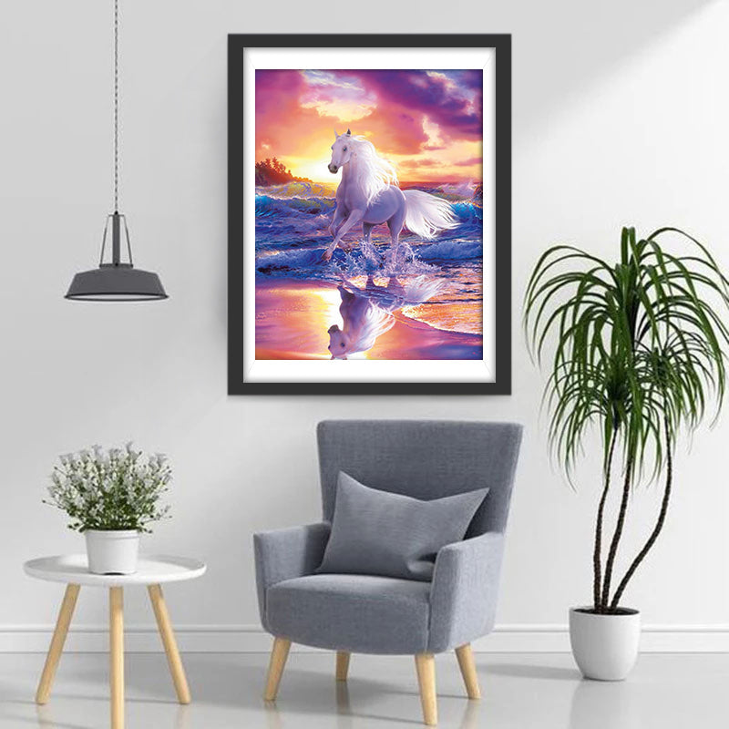 Cheval Blanc Fantastique Courant Broderie Diamant