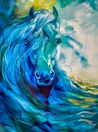 Cheval Bleu Broderie Diamant