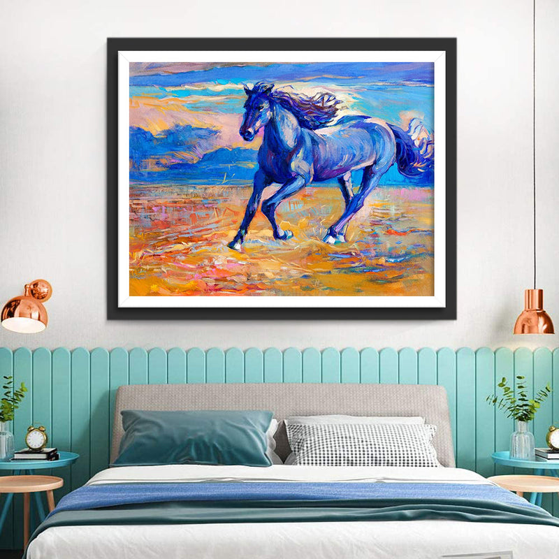 Cheval Bleu Courant Broderie Diamant