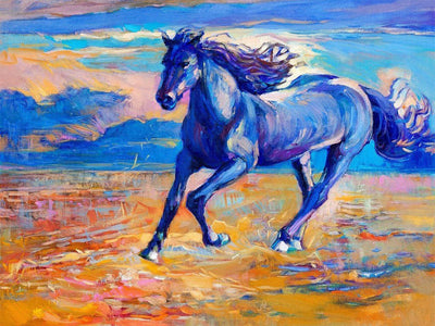 Cheval Bleu Courant Broderie Diamant