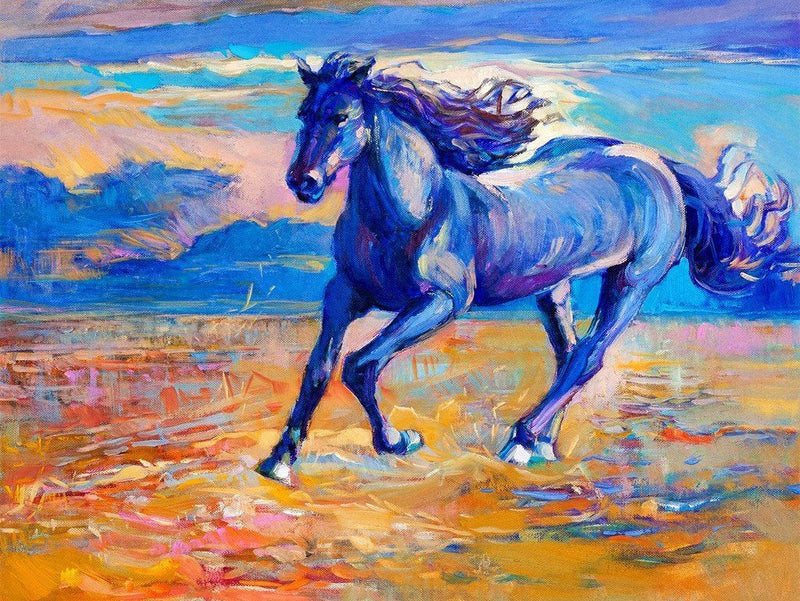 Cheval Bleu Courant Broderie Diamant