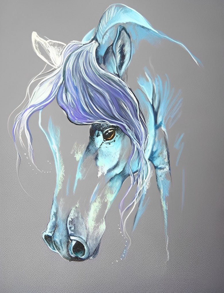 Cheval Bleu Fantastique Broderie Diamant