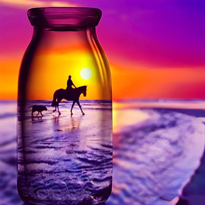 Cheval, Chien et Personne Broderie Diamant