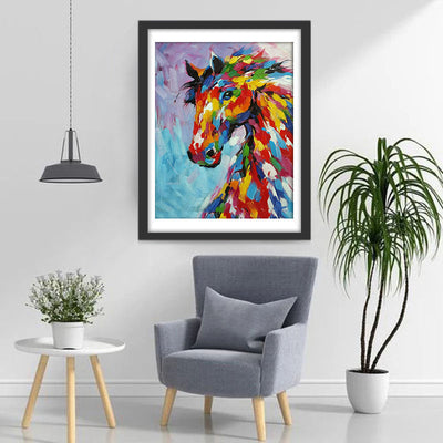 Cheval Coloré Broderie Diamant