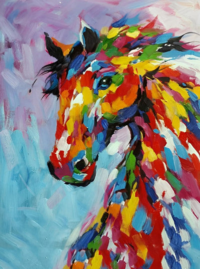 Cheval Coloré Broderie Diamant