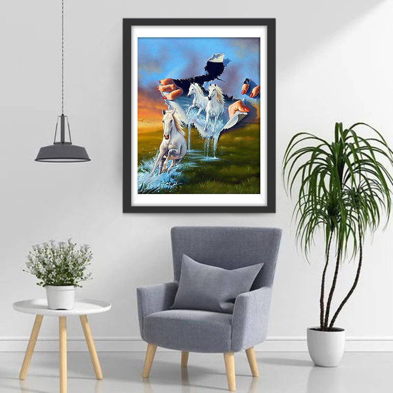 Cheval dans le Paradis Broderie Diamant