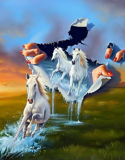 Cheval dans le Paradis Broderie Diamant