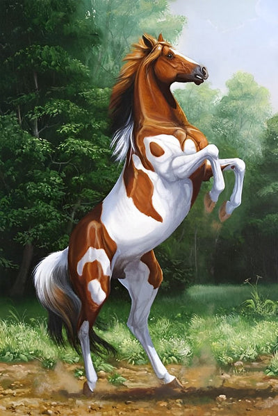 Cheval Debout sur Pattes Postérieures Broderie Diamant