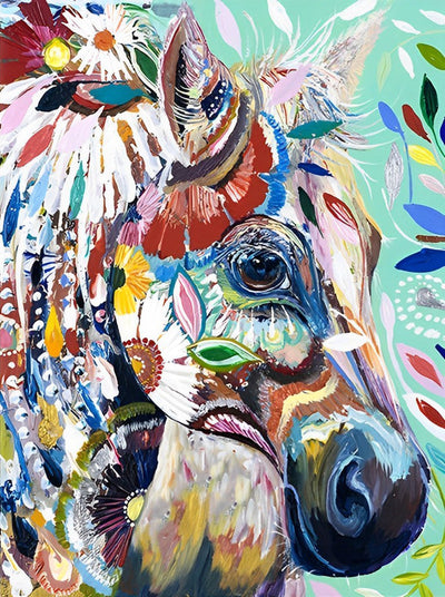 Cheval des Fleurs et Plumes Broderie Diamant
