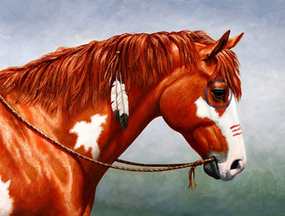 Cheval Rouge et Blanc Broderie Diamant