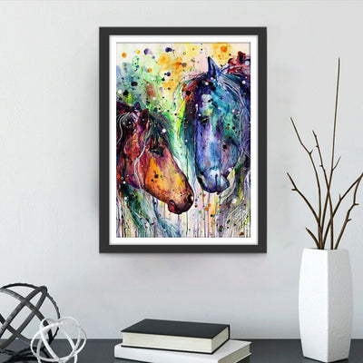 Chevaux Multicolores Broderie Diamant