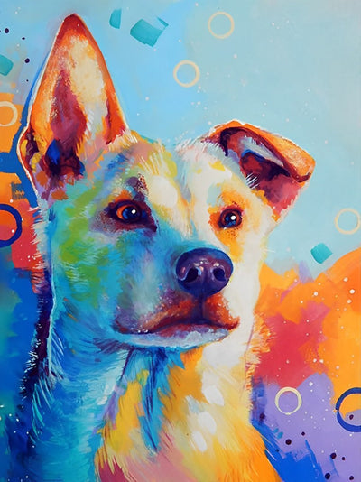 Chien avec une Oreille Verticale Broderie Diamant